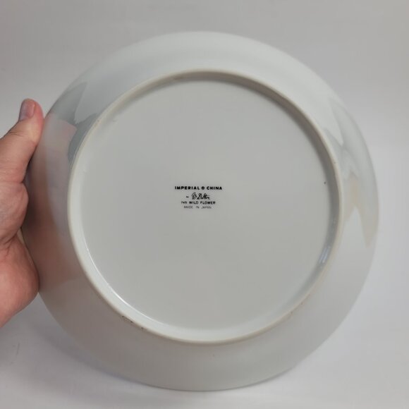 Imperial China Wild Flower Serving Bowl White Green Blue & White Flowers 9 INCH - Picture 15 of 15